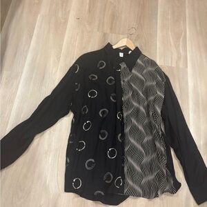 Black and White Split Design Dress Shirt